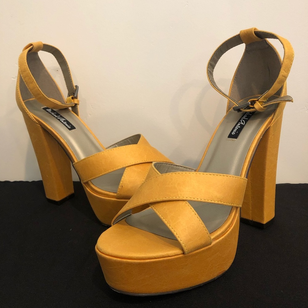 Michael Antonio yellow platform chunky heels